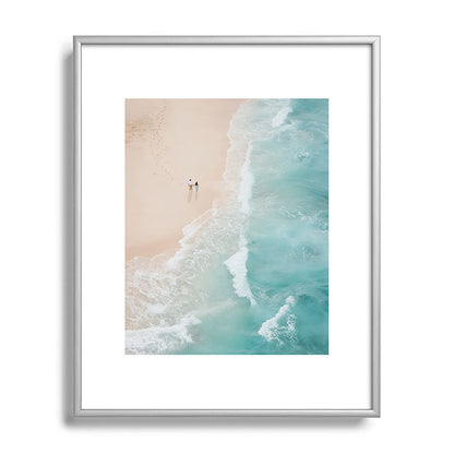 Couple on the Pastel Shore - Aerial Coastal Print Framed Art Print Gallery Image 95