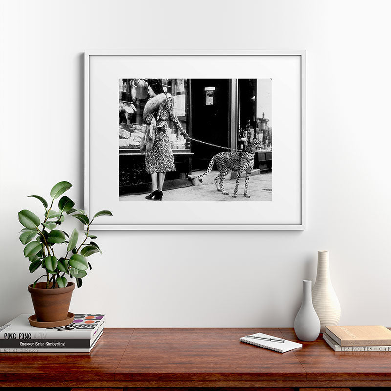 Woman Walking Pet Cheetah in London, 1939 Framed Art Print Gallery Image 28