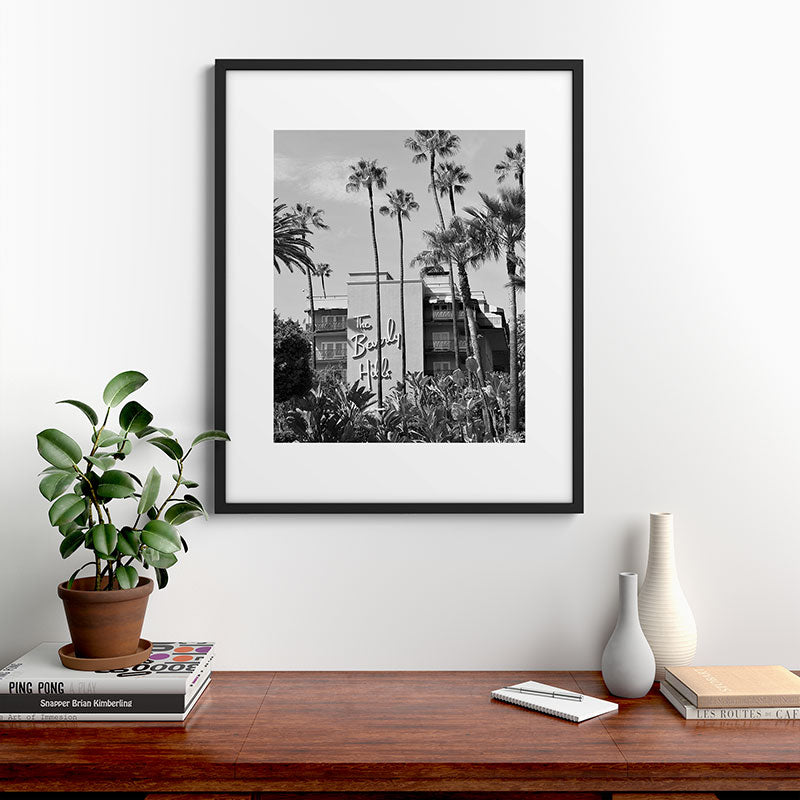 Beverly Hills Hotel, California black and white photograph / black and white photography Framed Art Print Gallery Image 9
