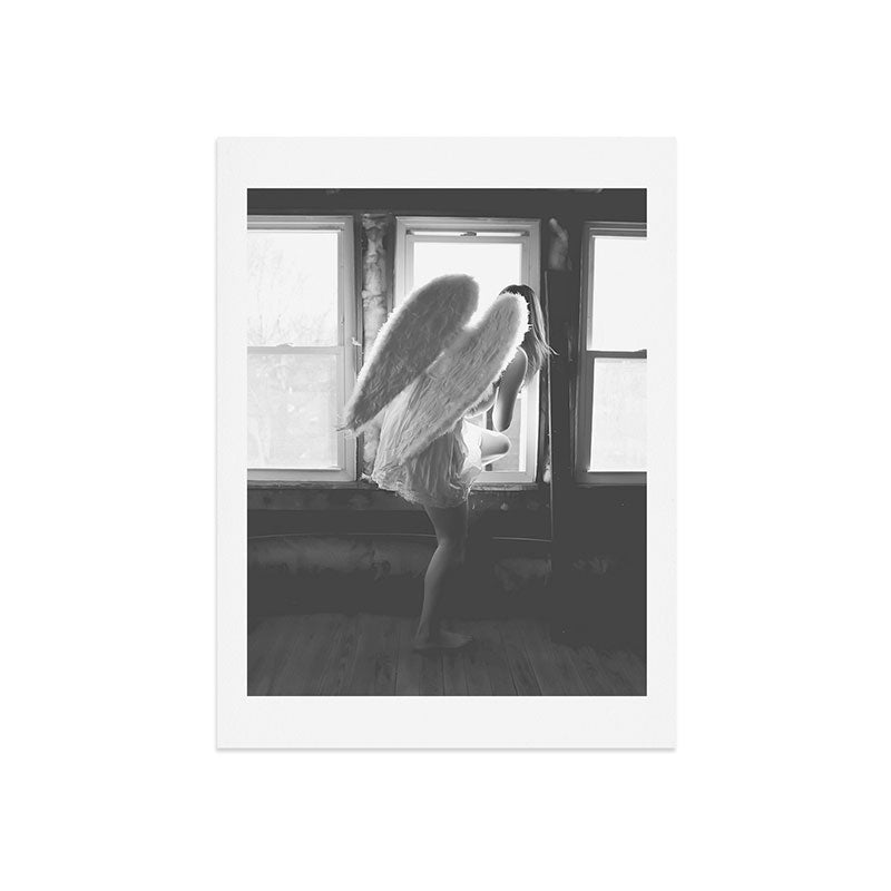 Caught Her Sneaking Out the Bathroom Window female angel black and white photograph - photography - photographs wall decor Art Print Gallery Image 7
