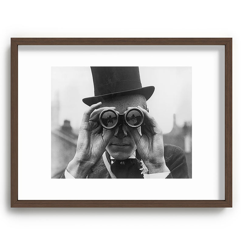 Derby Spectator watching ponies with opera glasses black and white photograph - photography - photographs Framed Art Print Gallery Image 92