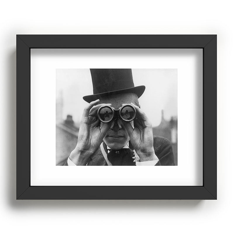 Derby Spectator watching ponies with opera glasses black and white photograph - photography - photographs Framed Art Print Gallery Image 78