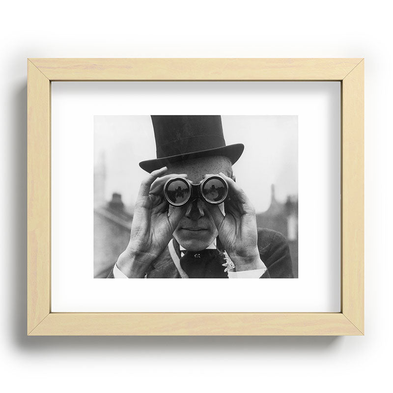 Derby Spectator watching ponies with opera glasses black and white photograph - photography - photographs Framed Art Print Gallery Image 96