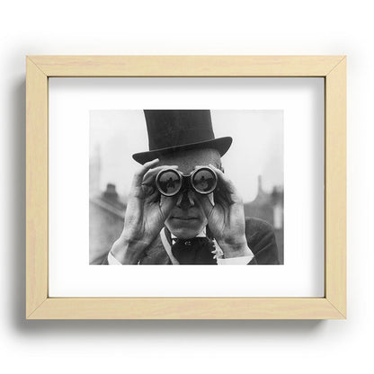 Derby Spectator watching ponies with opera glasses black and white photograph - photography - photographs Framed Art Print Gallery Image 96