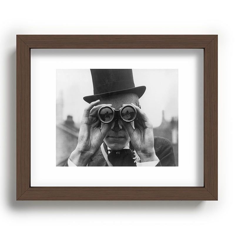 Derby Spectator watching ponies with opera glasses black and white photograph - photography - photographs Framed Art Print Gallery Image 88