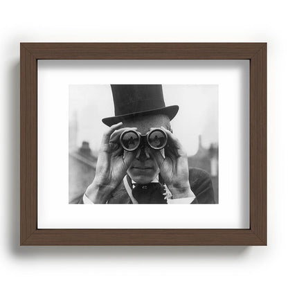 Derby Spectator watching ponies with opera glasses black and white photograph - photography - photographs Framed Art Print Gallery Image 88