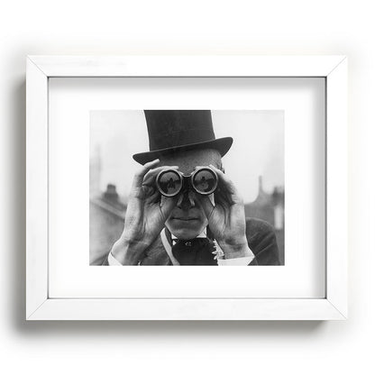 Derby Spectator watching ponies with opera glasses black and white photograph - photography - photographs Framed Art Print Gallery Image 104