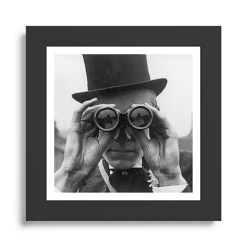Derby Spectator watching ponies with opera glasses black and white photograph - photography - photographs Framed Art Print Gallery Image 46