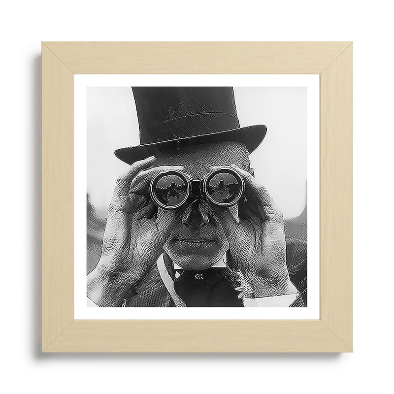 Derby Spectator watching ponies with opera glasses black and white photograph - photography - photographs Framed Art Print Gallery Image 68