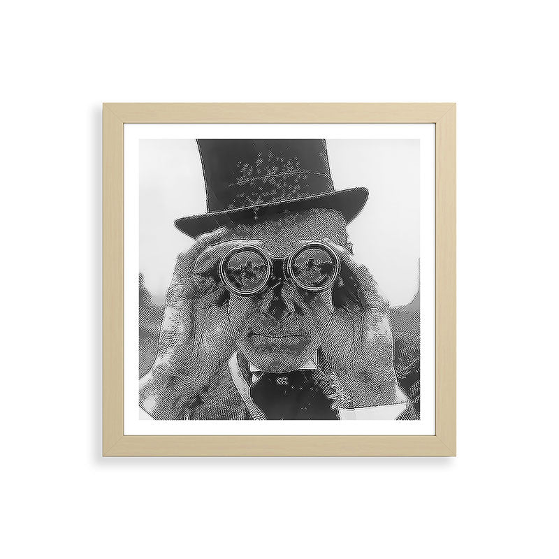 Derby Spectator watching ponies with opera glasses black and white photograph - photography - photographs Framed Art Print Gallery Image 71