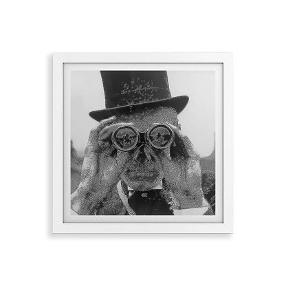 Derby Spectator watching ponies with opera glasses black and white photograph - photography - photographs Framed Art Print Gallery Image 82