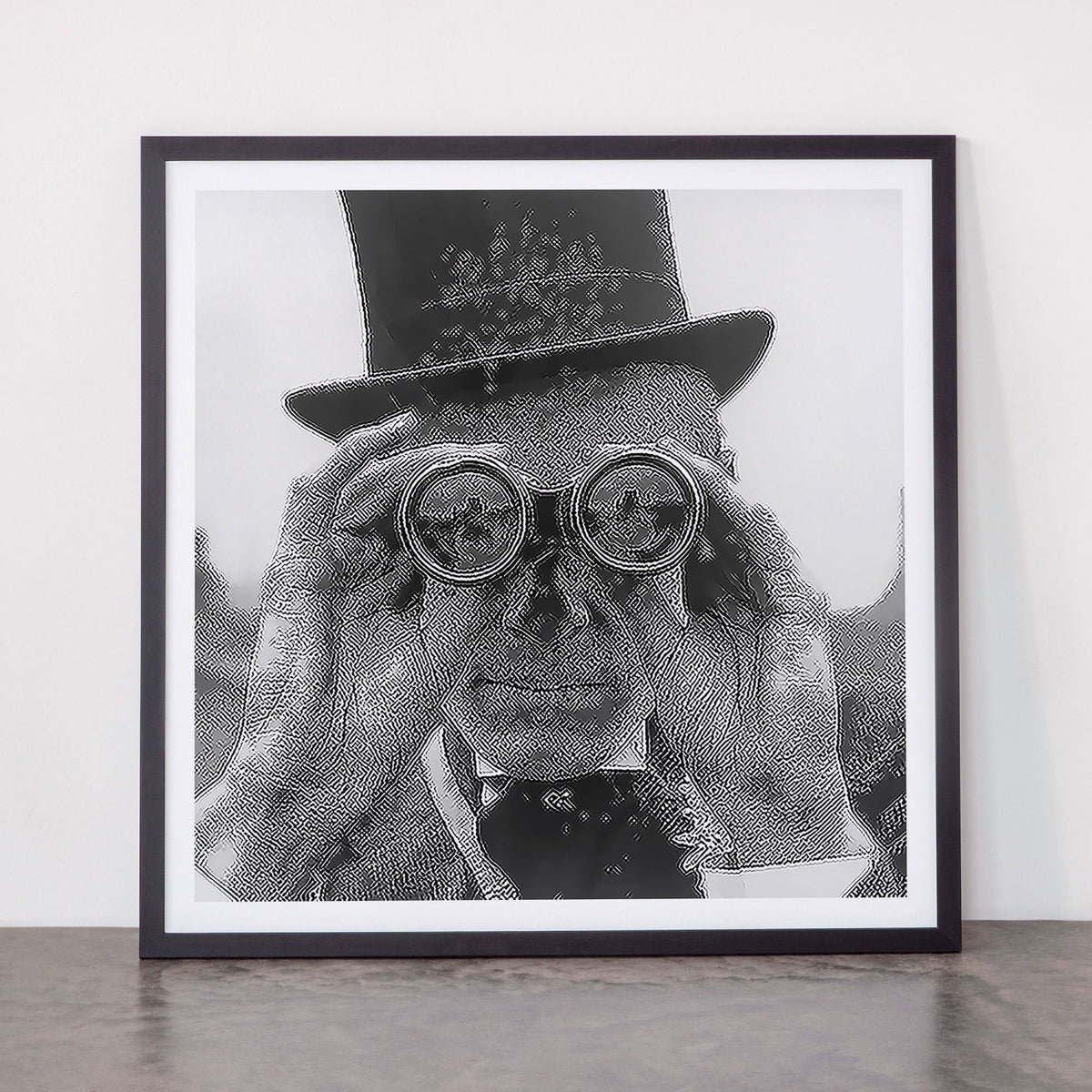 Derby Spectator watching ponies with opera glasses black and white photograph - photography - photographs Framed Art Print Gallery Image 55