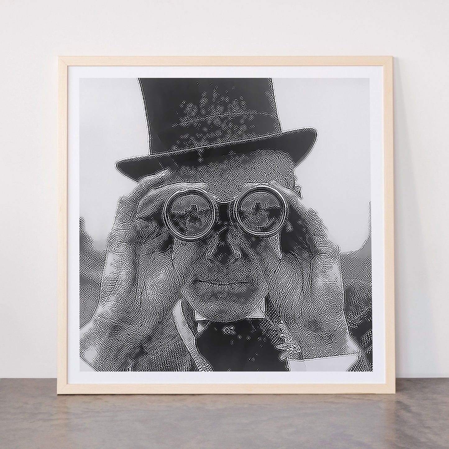 Derby Spectator watching ponies with opera glasses black and white photograph - photography - photographs Framed Art Print Gallery Image 77