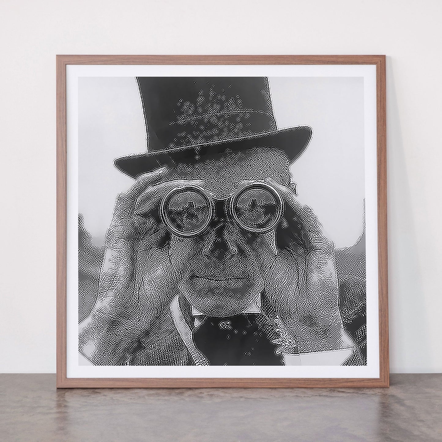 Derby Spectator watching ponies with opera glasses black and white photograph - photography - photographs Framed Art Print Gallery Image 66