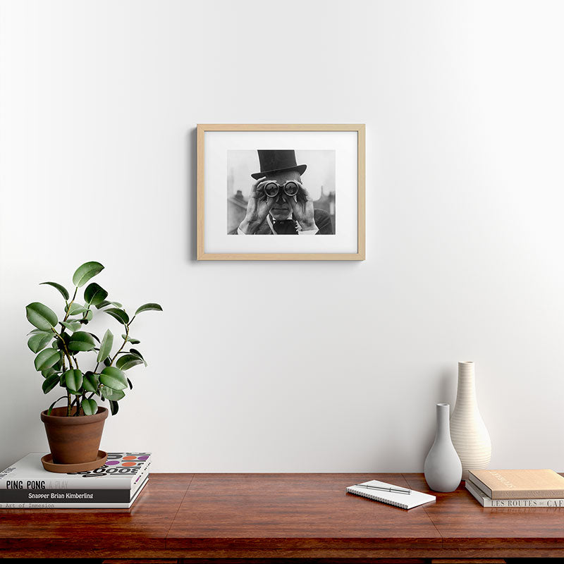 Derby Spectator watching ponies with opera glasses black and white photograph - photography - photographs Framed Art Print Gallery Image 25