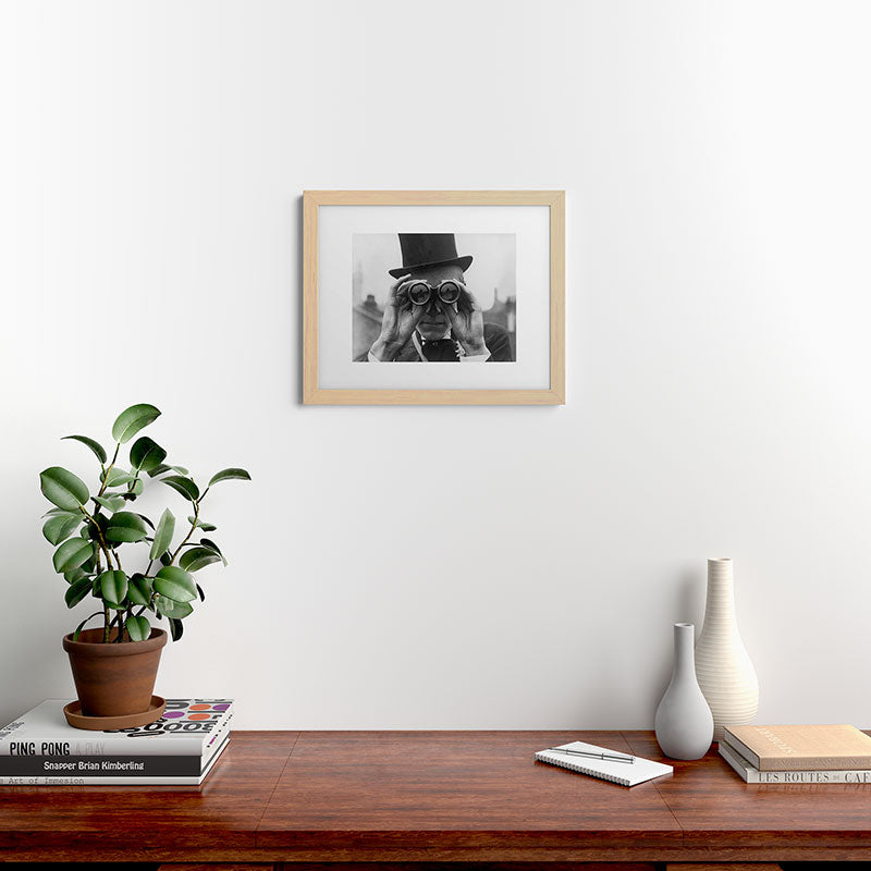 Derby Spectator watching ponies with opera glasses black and white photograph - photography - photographs Framed Art Print Gallery Image 63
