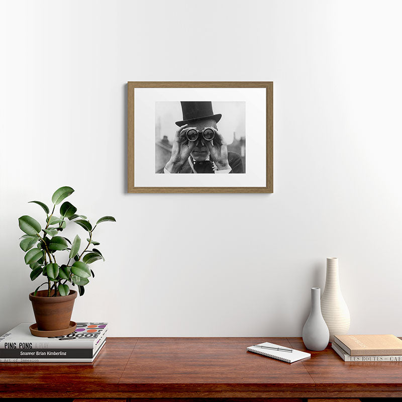 Derby Spectator watching ponies with opera glasses black and white photograph - photography - photographs Framed Art Print Gallery Image 54