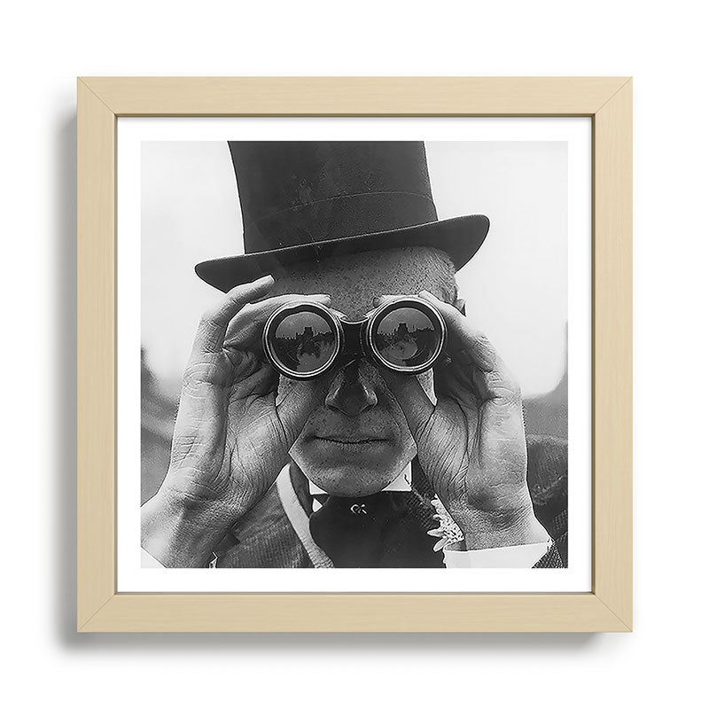 Derby Spectator watching ponies with opera glasses black and white photograph - photography - photographs Framed Art Print Gallery Image 24