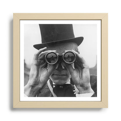 Derby Spectator watching ponies with opera glasses black and white photograph - photography - photographs Framed Art Print Gallery Image 24