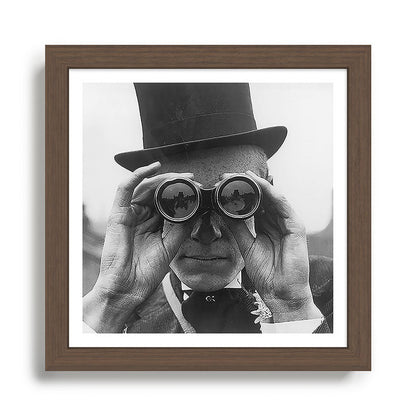 Derby Spectator watching ponies with opera glasses black and white photograph - photography - photographs Framed Art Print Gallery Image 13