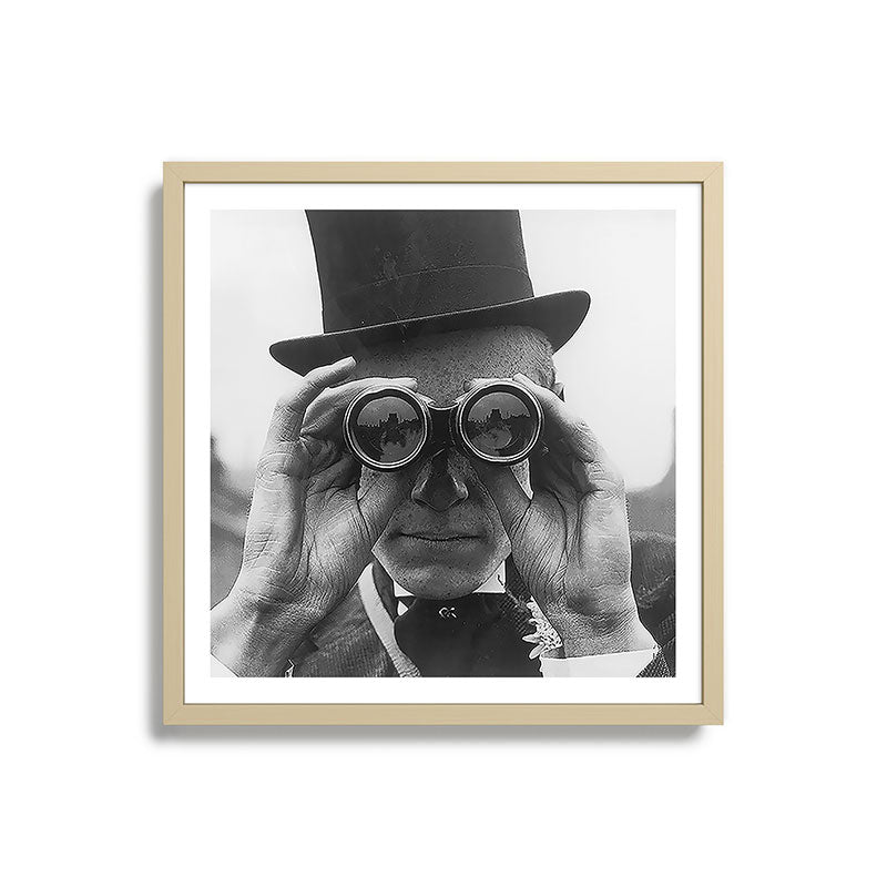 Derby Spectator watching ponies with opera glasses black and white photograph - photography - photographs Framed Art Print Gallery Image 27