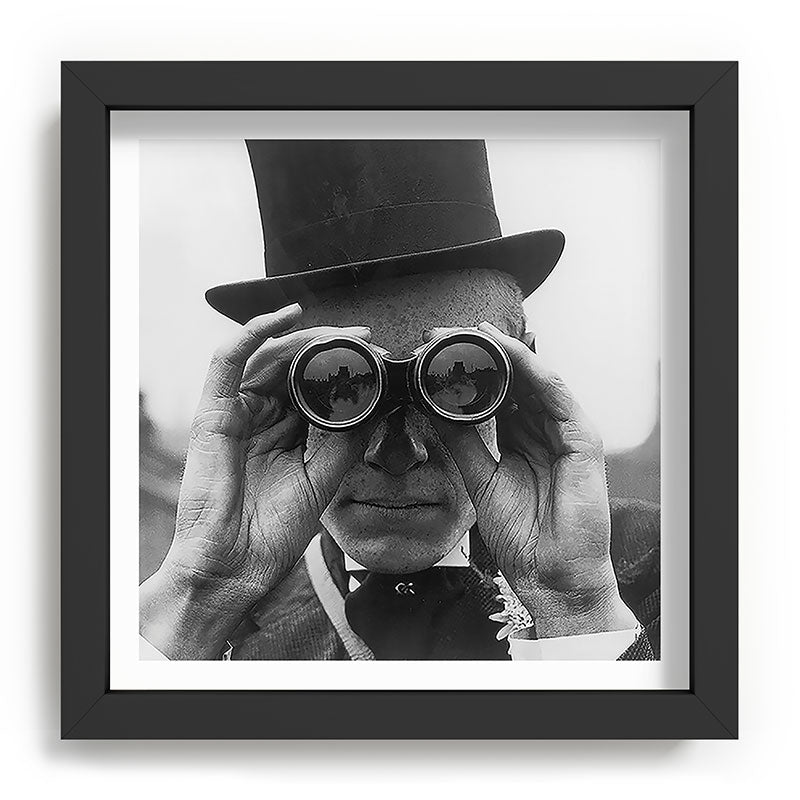 Derby Spectator watching ponies with opera glasses black and white photograph - photography - photographs Framed Art Print Gallery Image 90