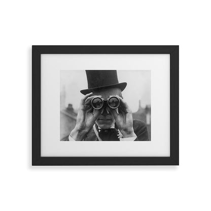 Derby Spectator watching ponies with opera glasses black and white photograph - photography - photographs Framed Art Print Gallery Image 41