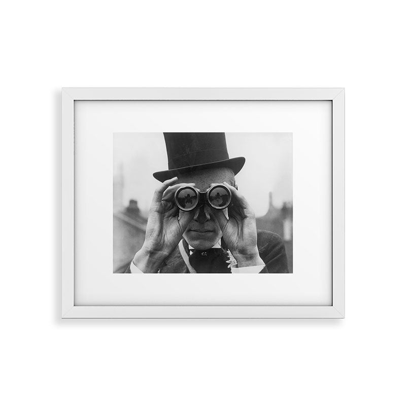 Derby Spectator watching ponies with opera glasses black and white photograph - photography - photographs Framed Art Print Gallery Image 34