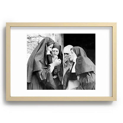 Nuns smoking black and white photograph - photography - photographs portrait for home and wall decor Framed Art Print Gallery Image 97