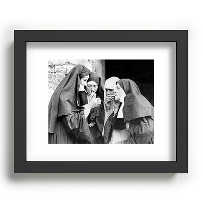 Nuns smoking black and white photograph - photography - photographs portrait for home and wall decor Framed Art Print Gallery Image 80