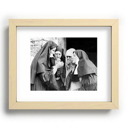 Nuns smoking black and white photograph - photography - photographs portrait for home and wall decor Framed Art Print Gallery Image 96