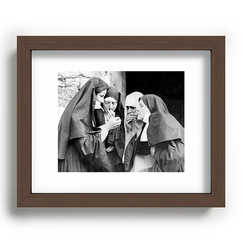 Nuns smoking black and white photograph - photography - photographs portrait for home and wall decor Framed Art Print Gallery Image 88