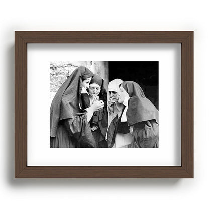 Nuns smoking black and white photograph - photography - photographs portrait for home and wall decor Framed Art Print Gallery Image 86