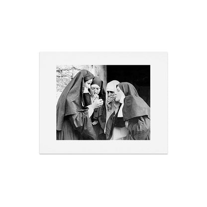 Nuns smoking black and white photograph - photography - photographs portrait for home and wall decor Art Print Gallery Image 7