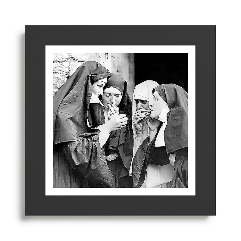 Nuns smoking black and white photograph - photography - photographs portrait for home and wall decor Framed Art Print Gallery Image 46