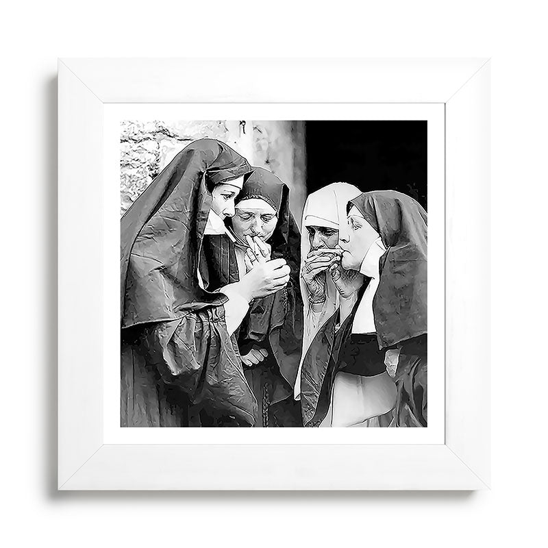 Nuns smoking black and white photograph - photography - photographs portrait for home and wall decor Framed Art Print Gallery Image 79