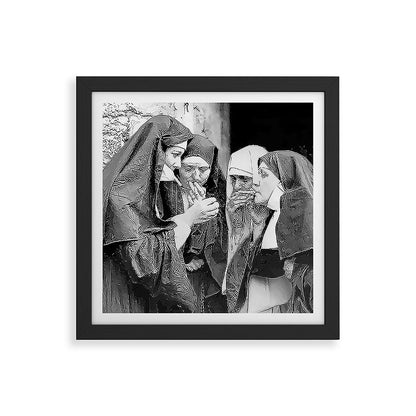 Nuns smoking black and white photograph - photography - photographs portrait for home and wall decor Framed Art Print Gallery Image 50