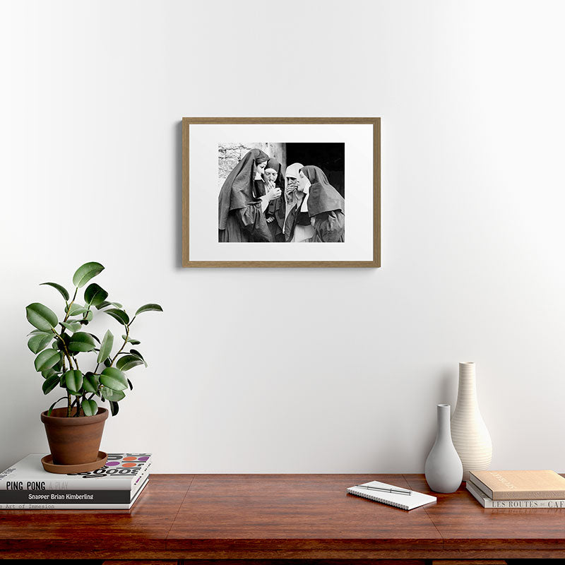 Nuns smoking black and white photograph - photography - photographs portrait for home and wall decor Framed Art Print Gallery Image 16
