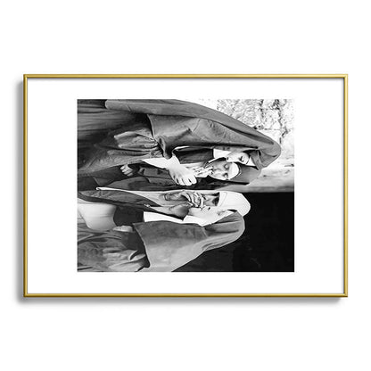Nuns smoking black and white photograph - photography - photographs portrait for home and wall decor Framed Art Print Gallery Image 123