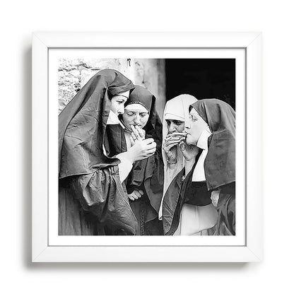 Nuns smoking black and white photograph - photography - photographs portrait for home and wall decor Framed Art Print Gallery Image 35