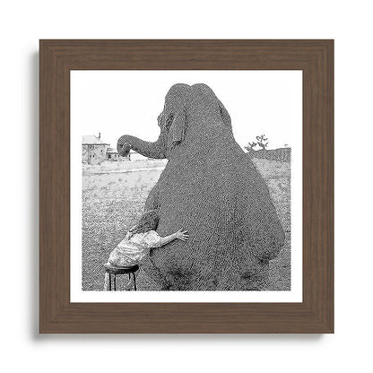 Odd Best Friends, Sweet Little Girl hugging elephant black and white photograph Framed Art Print Gallery Image 57