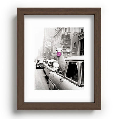 Perfect Pink Bubble Gum Llama taking a New York Taxi black and white photograph Framed Art Print Gallery Image 86
