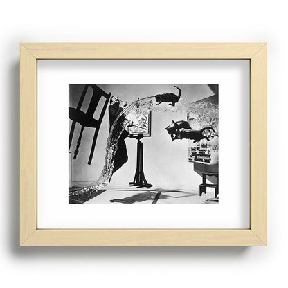 Dalí Atomicus, Salvador Dali painting with flying cats and water spurts surrealism / surrealist black and white photograph / photography by Philippe Halsman Framed Art Print Gallery Image 95