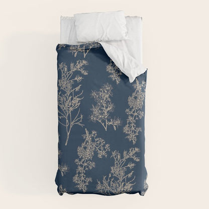 Botanical Cottage Floral Pattern Navy Blue and Beige Duvet Cover Gallery Image 5