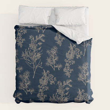 Botanical Cottage Floral Pattern Navy Blue and Beige Duvet Cover Gallery Image 7