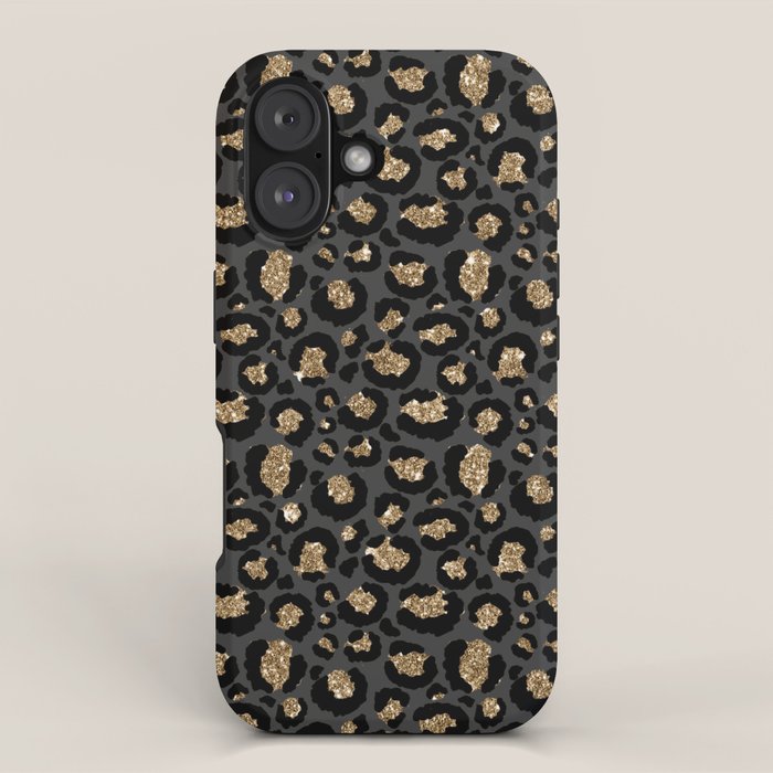 Black Gold Leopard Print Pattern iPhone Case Gallery Image 1