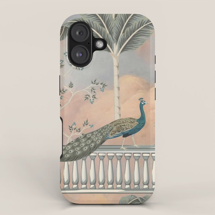 Chinoiserie Palatial Peacock Garden Peach Cloud Sky iPhone Case Gallery Image 1