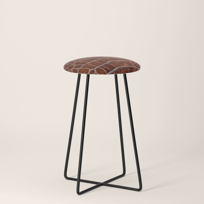 Crocodile Leather Pattern in Deep Brown Stool Gallery Image 3