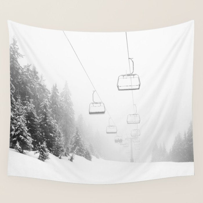 Ski Gondolas - Ski Lift Wall Tapestry Gallery Image 3