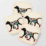 Black dog lab labrador buoy nautical beach ocean sandals flip flop art Coaster Gallery Image 1